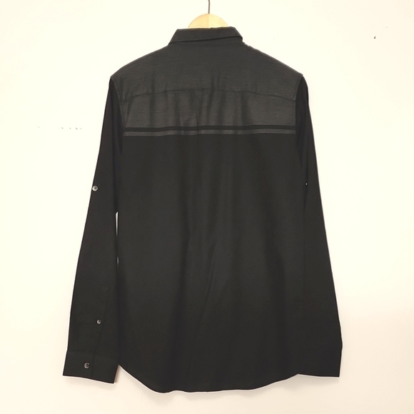 Calvin Klein Men's Extreme Slim Fit Black Grey Button Up Shirt - Picture 4 of 8